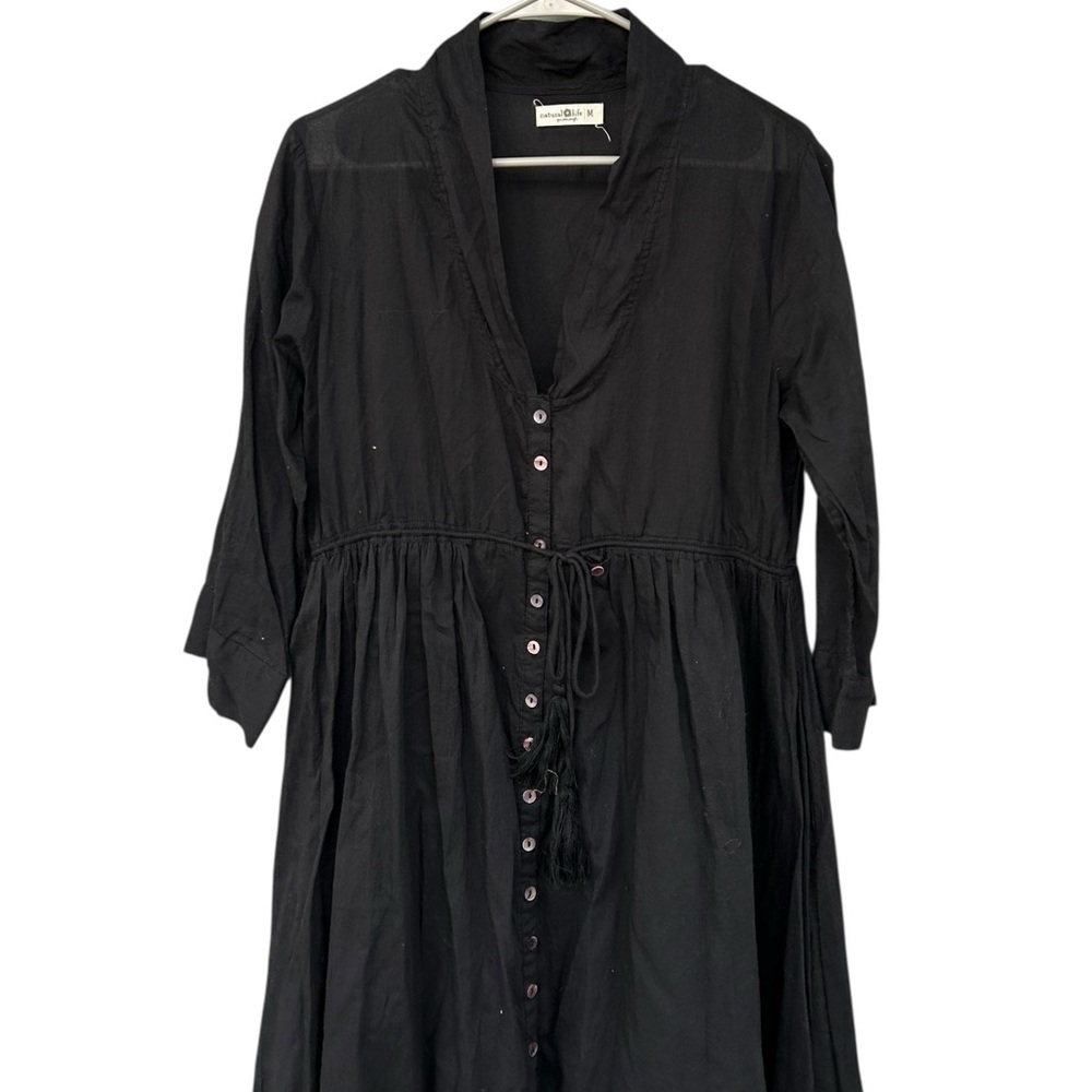 Natural Life 100% Organic Cotton Long Sleeve Dress - Size Medium - Black - Picture 9 of 14